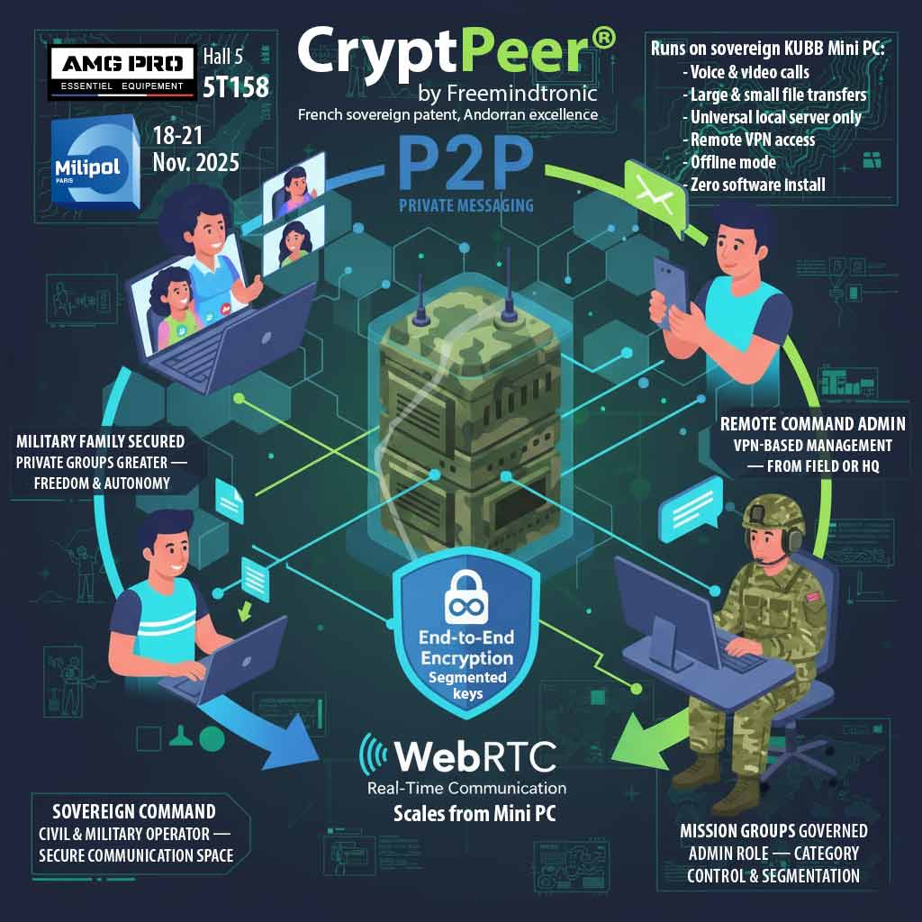 CryptPeer® - P2P Private Messaging by Freemindtronic - Milipol 2025