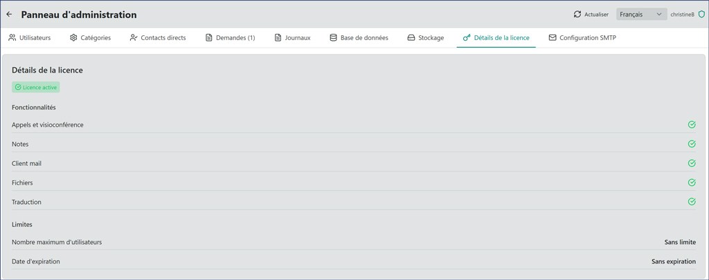 Super Admin panel — License details