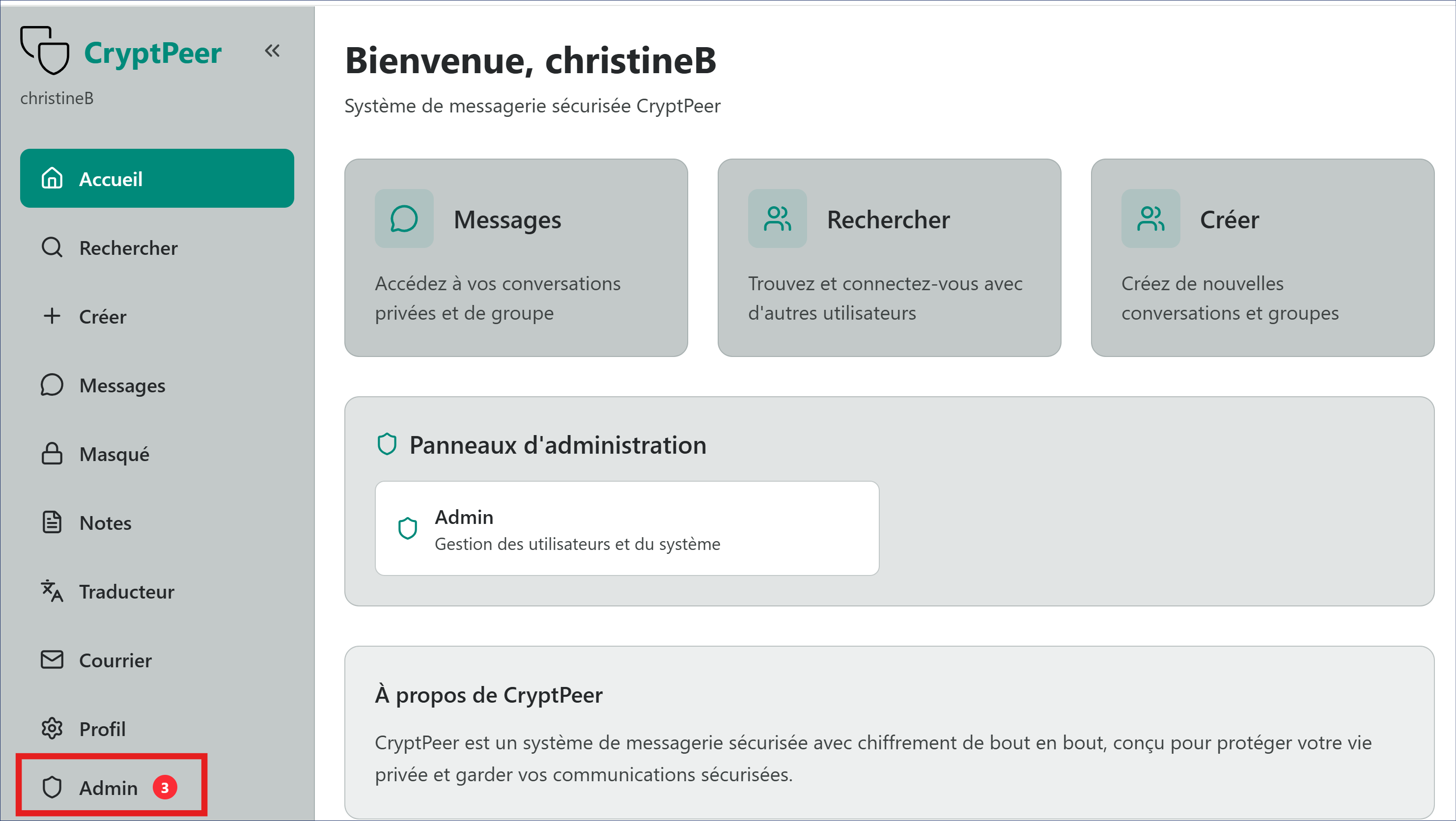Examiner une demande d'inscription — Informations de la fiche utilisateur